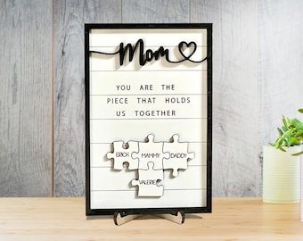 Personalized Mom Puzzle Sign, Mother's Day Gift, Engraved Wooden Sign, Custom Mothers Day Puzzle Sign, Gift for Mom