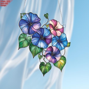 Morning Glory Floral Acrylic 2D Flat Window Hanging, Nature-Inspired Ornament, Flower Lover Gift, Mother&#39;s Day, Garden Bloom Decor