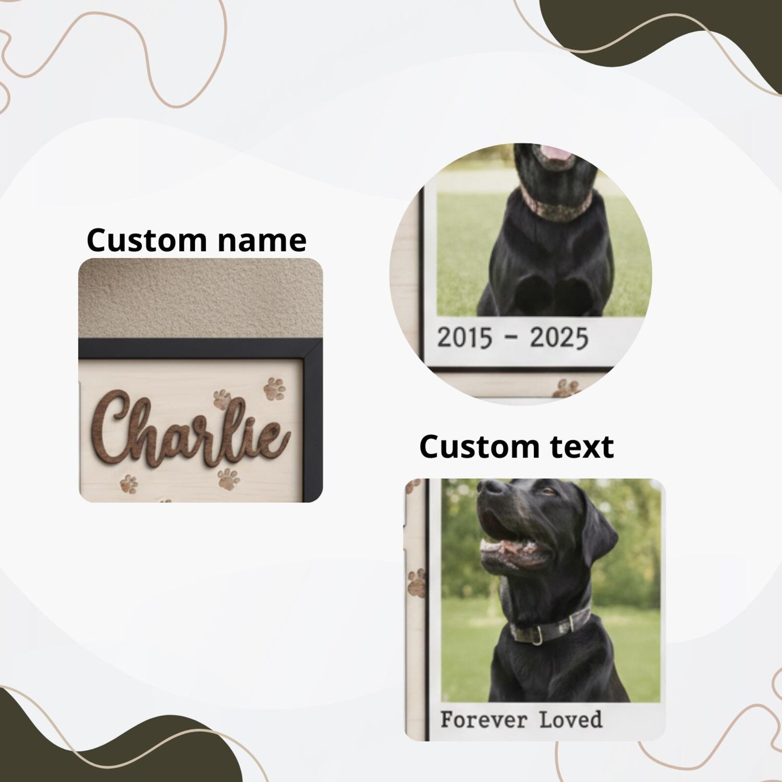 Personalized Pet Memorial Photo Frame, Dog Loss Keepsake With Collar ...