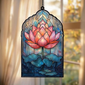 Lotus 2D Acrylic Ornament | Elegant Acrylic Window Hanging for Lotus Lovers, Home Decoration, Meaningful Mother’s Day Gift