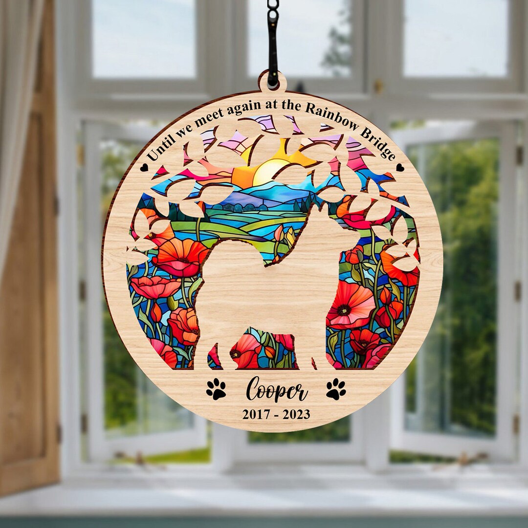 Dog 2D Ornament Memorial Gift, Rainbow Bridge Sun Catcher, Pet Sympathy ...