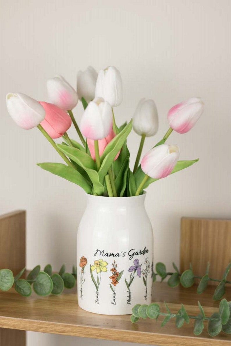 Personalized Grandma's Garden Vase, Custom Birth Month Flower Vase, Custom Grandkids Name, Mothers Day Gifts For Mama, Nana, Mimi image 4