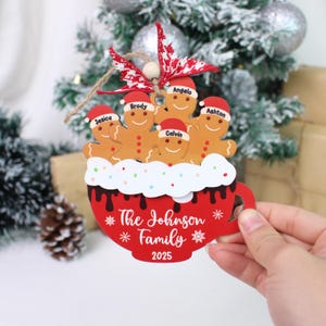 Personalized Gingerbread Ornament 2025, Custom Family Christmas Ornament, Grandkids Christmas Gift, Family Name Gift, Christmas Tree Decor