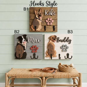 Personalized Dog Leash Holder, Custom Dog Name Sign, 3D Wooden Pet Leash Hook, Shiplap Dog Key Rack, Gift for Dog Lover, Dog Mom Gift image 6