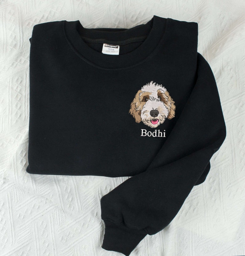 Custom Dog Face Embroidered Sweatshirt, Dog Photo Embroidered Hoodie, Dog Lovers Sweatshirt, Gift for Pet Lovers, Pet Embroidery Sweater image 8