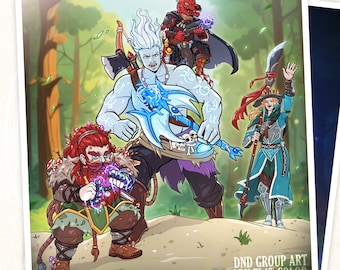 Dnd Character Art Group Commission Custom Party Gift Portrait Character Dungeons & Dragons Character Fantasy Art RPG Character Design
