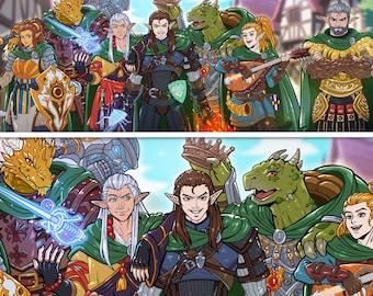 Dnd Group Commission Art Baldurs Gate Custom Dungeon Master Gift Portrait Character Dungeons & Dragons Fantasy Art RPG Character Design