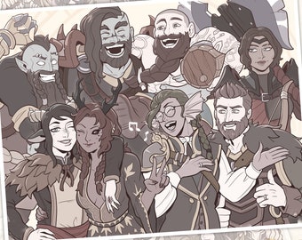 Dnd Party Portrait Commission Custom Dnd Merch Character Dungeons & Dragons Character Fantasy Art TTRPG Character Design