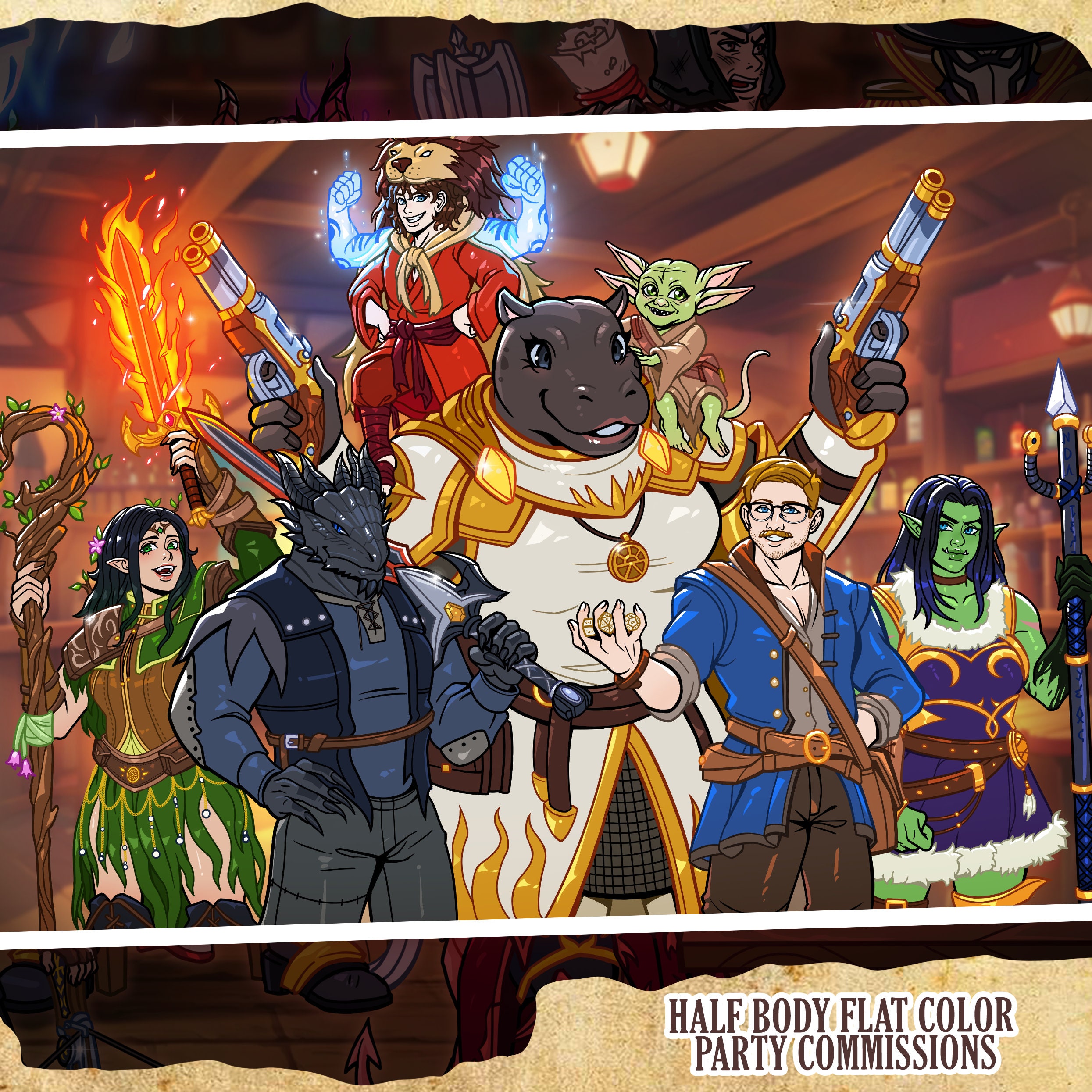 Dnd Party Art Commission Personalize Gift DND Portrait Dnd Group ...
