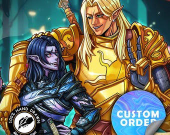 DND Custom Group Commission Order |  Elliot - 1 Character Full Body with Pet- Flat Color | Editable