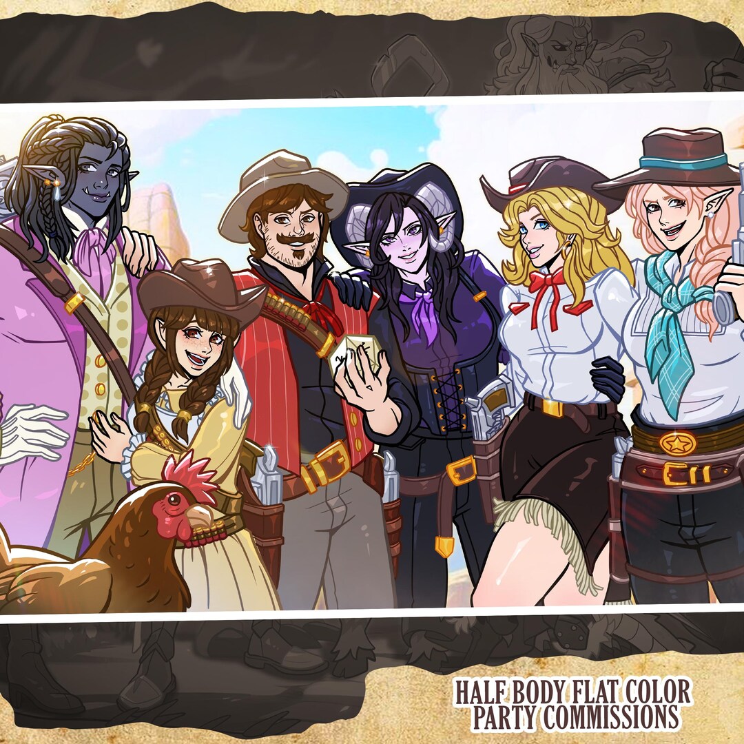 Dnd Art Commission Dnd Party Custom DND Gift Portrait Character ...