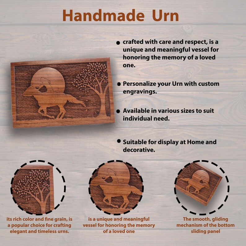 Handmade Wooden Urn Box For Adult Ashes | Wood Cremation Urns For Male and Female | Decorative Funeral Urns | Large Urns | Burial Urns image 7