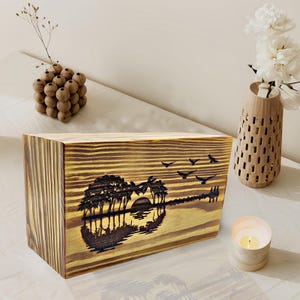 Handmade PineWood Cremation Urn for Funeral-Wooden Memorial Urn for Ashes-Custom Engraved Urn for Human Ashes-Burial Wood Memorial Box