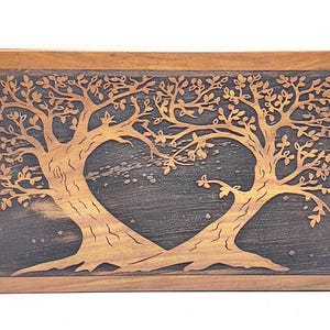 PERSONALIZED Cremation Urn for Human Ashes - Adult Tree of Life Heart Beautiful Rosewood Urns- Engraved Memorial Casket for Men and Women