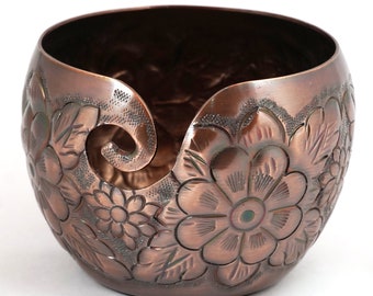 Handmade Iron Yarn Bowl – Floral Design, Knitting Storage