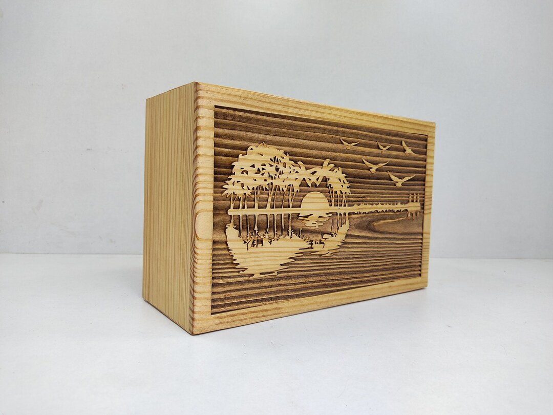 Wooden Urn Box for Ashes Adult Pinewood Urn for Ashes Guitar Funeral