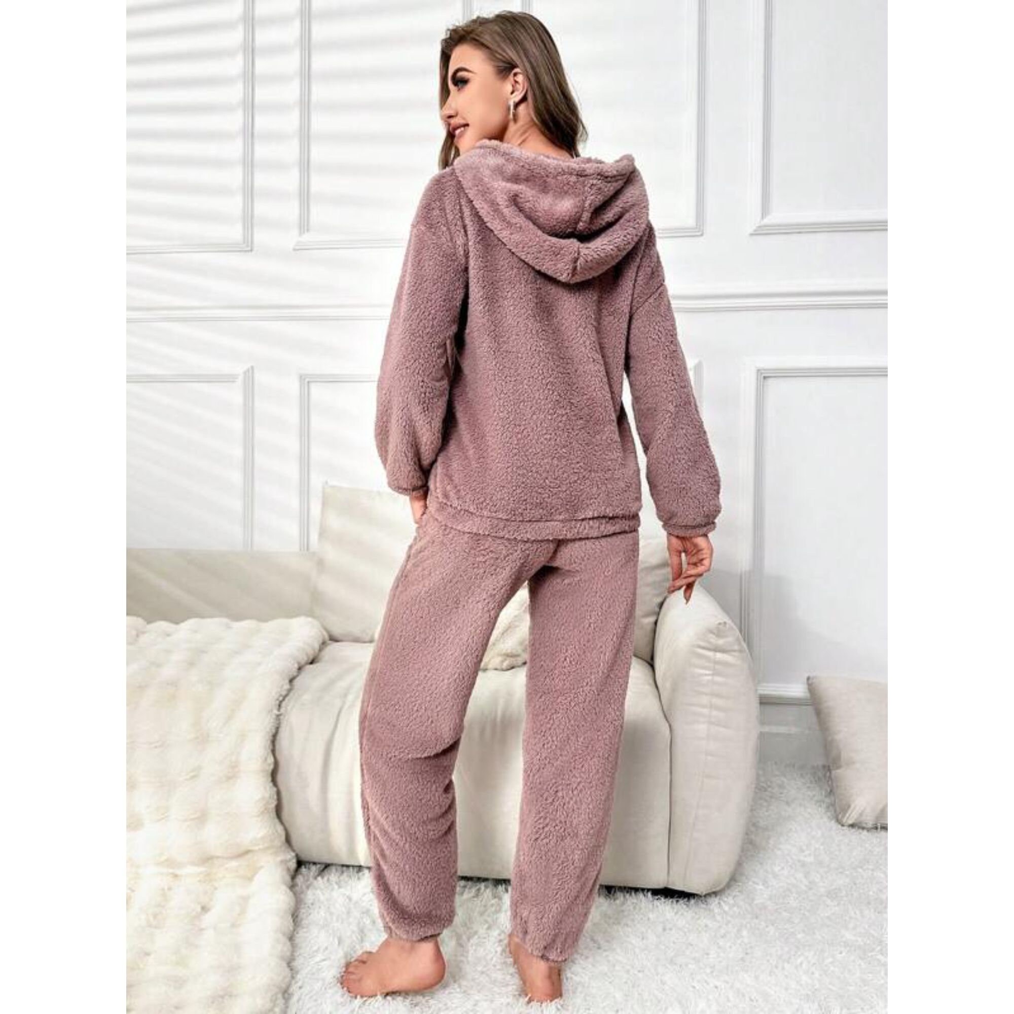 Women Men Fluffy Plush Faux Fur Pajamas Pants Warm Bottoms Sleepwear  Loungewear