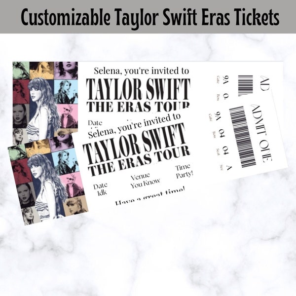 Customizable Taylor Eras Tour Ticket Template, Swiftie Invitation, Customizable Ticket Keepsake. Surprise Concert Tickets, Instant Download