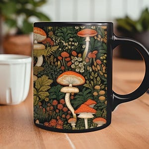 Cottagecore Pilz-Tasse: Vintage Natur-Themen-Keramik-Kaffeetasse