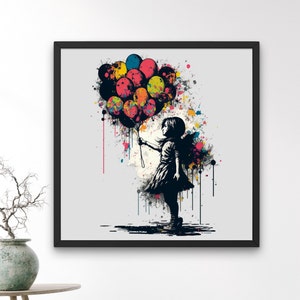Banksy Digital Descargar Balloon Girl / Banksy Digital Print / Square Wall Art / Arte de pared grande / Balloon Girl / 40x40 Square Wall Art