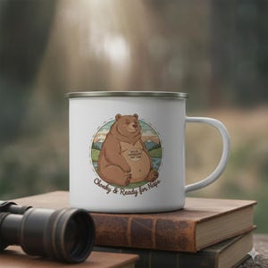 Fat Bear Emaille Lager-Tasse: Lustiges Natur-Liebhaber Geschenk