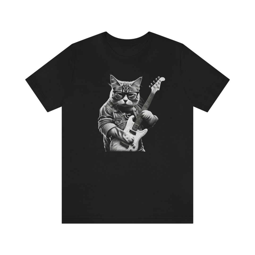 Cat Playing Guitar Shirt Mens Cat Playing Guitar Tshirt - Etsy