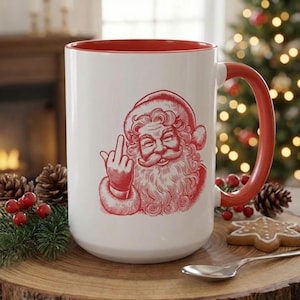 Santa Claus flipping middle finger Mug | Accent coffee mug 11 15oz