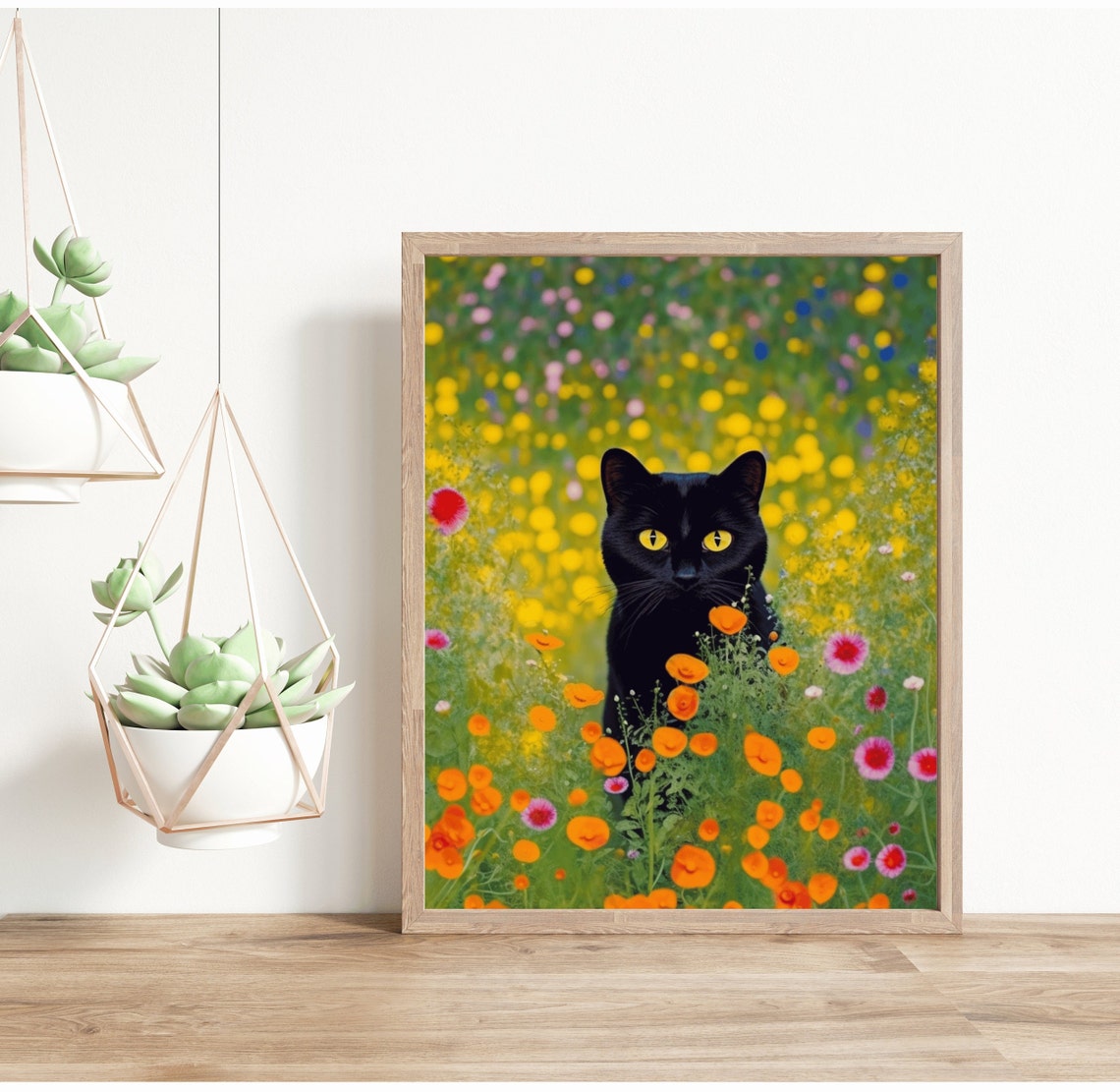 Gustav Klimt Inspired Garden Cat Print Klimt Flowers Cat - Etsy