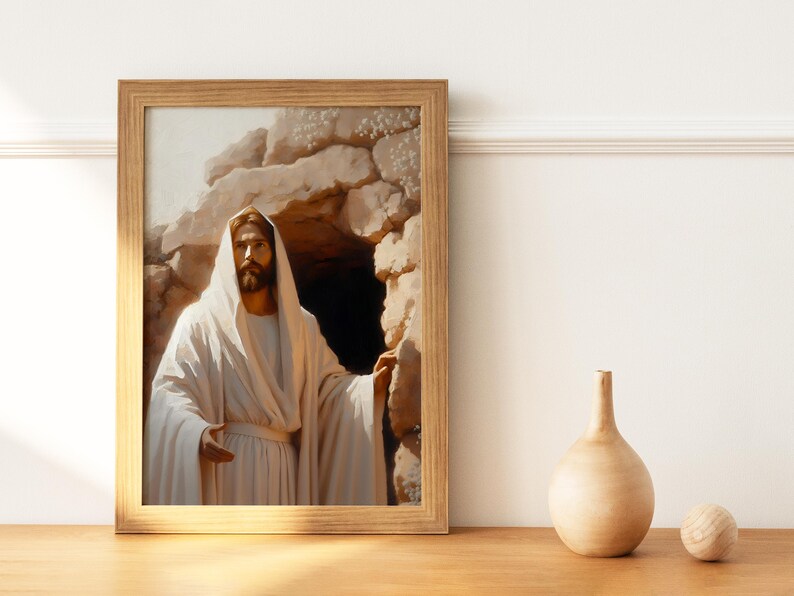 He is Risen Printable, Jesus Resurrection Wall Art, Easter Digital Art ...