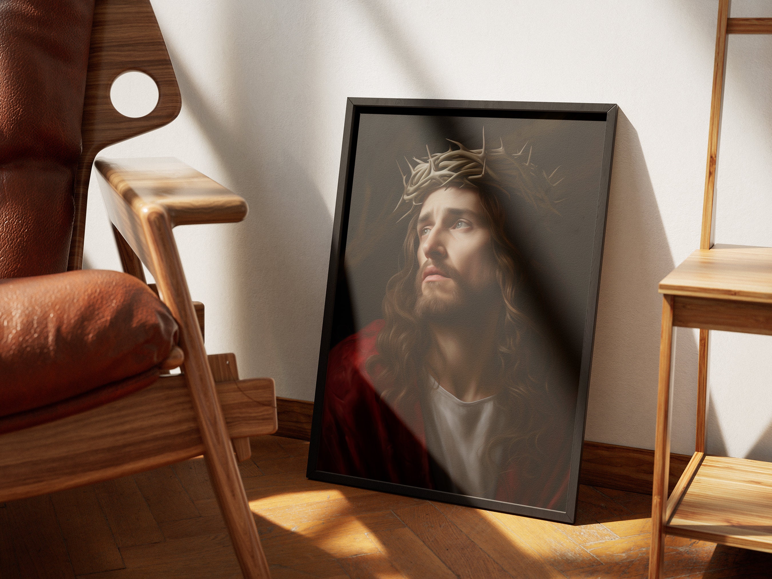 Jesus Wearing the Crown of Thorns Painting, Christian Wall Art ...