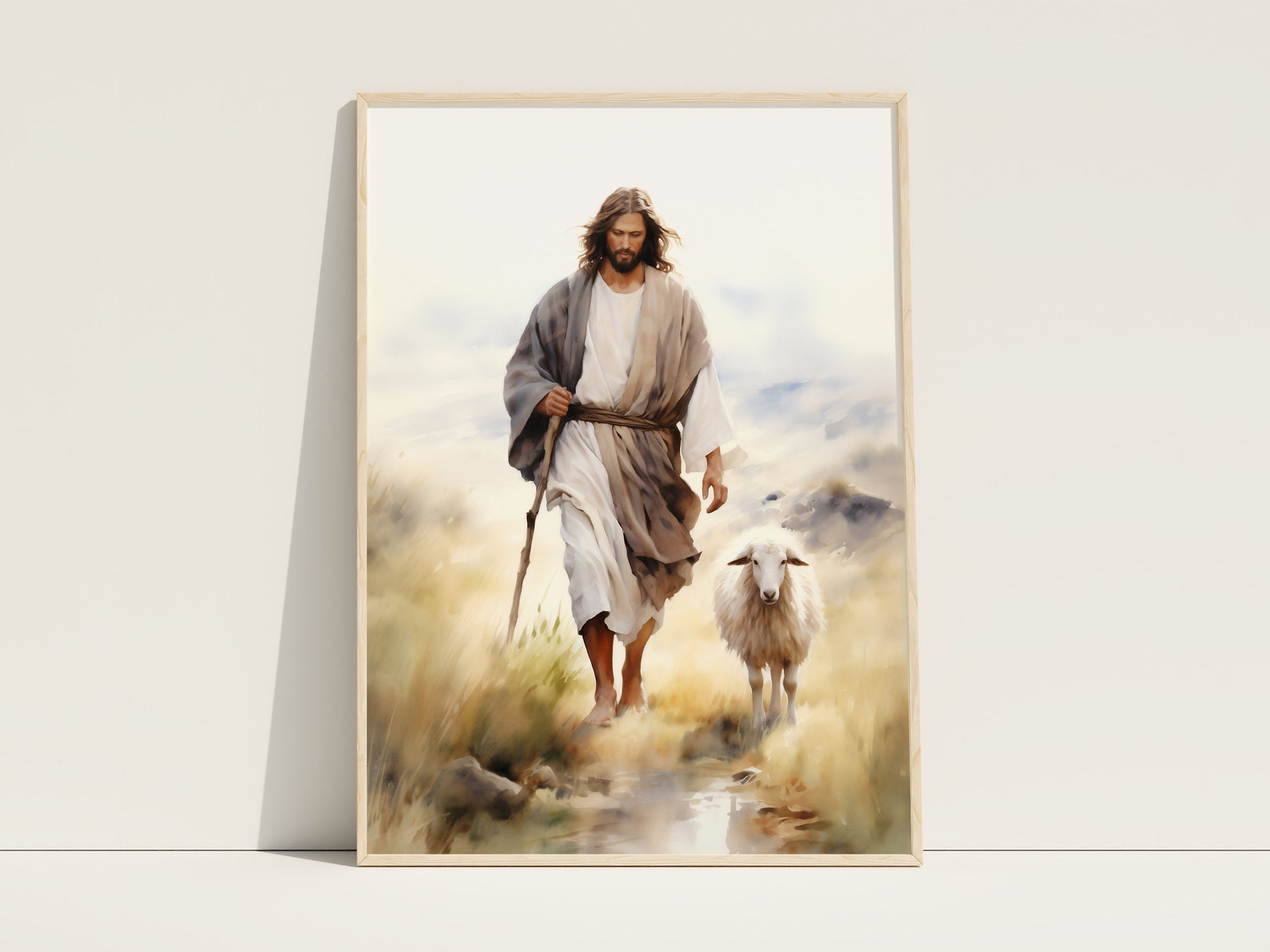 Jesus Christus Der Gute Hirte Kunst Jesus Und Das Lamm Digitaldruck jesus-christus-der-gute-hirte-kunst-jesus-und-das-lamm-digitaldruck