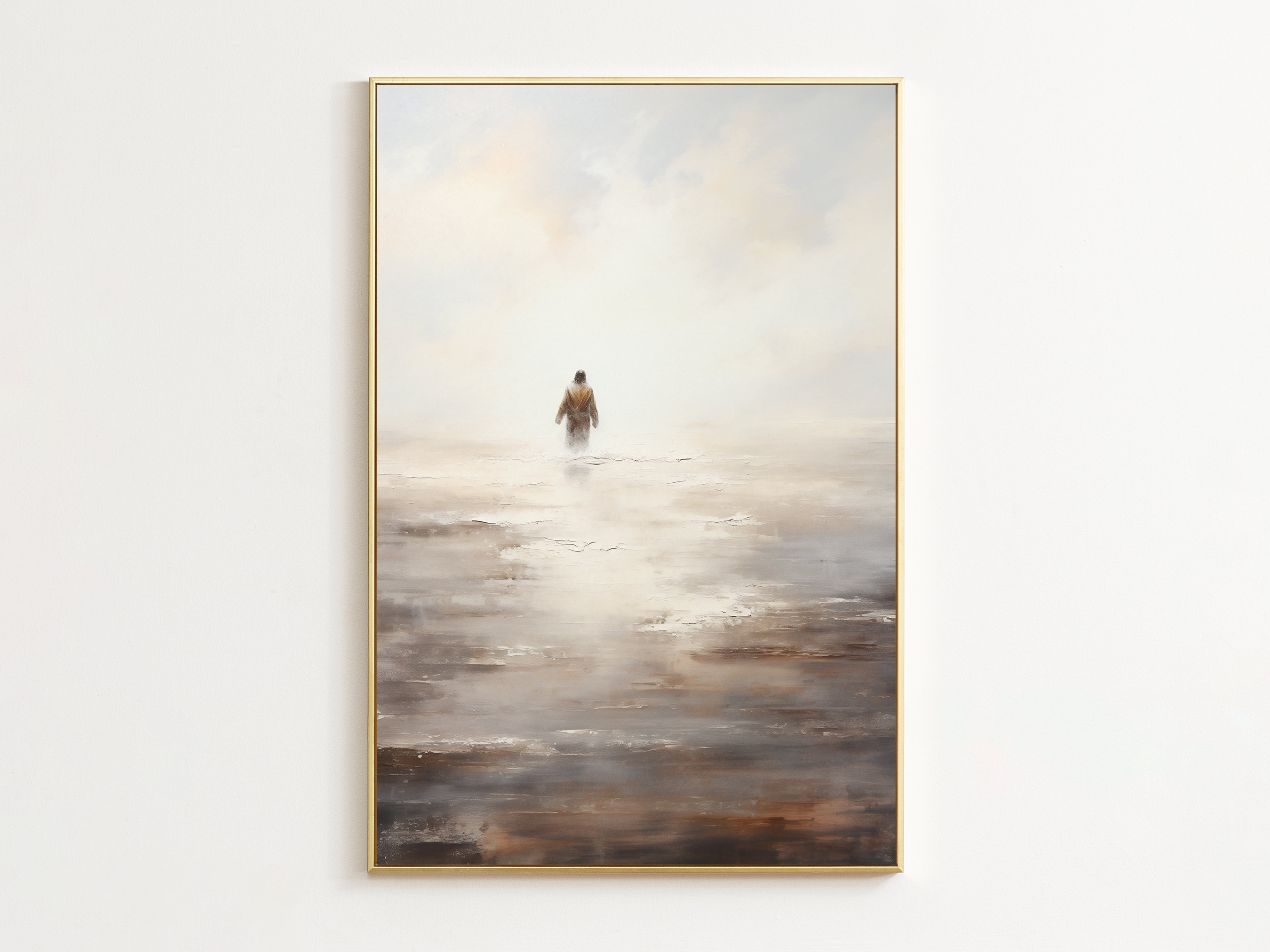Jesus Walking on Water Painting, Jesus Christ Print, Bible Art, Modern