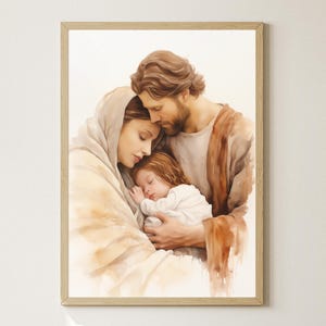 Nativity Print, The Birth of Jesus, Christian Art, Mary And Joseph, Baptism Gift, Holy Family Wall Print, First Communion Decor, Jesus Art