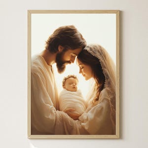 Arte de la pared de la Natividad, impresión de la escena de la Natividad de Navidad, pintura de la Sagrada Familia, cartel del nacimiento de Jesús, obras de arte cristianas, decoración católica, regalos SUD