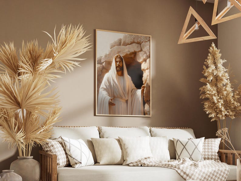 He is Risen Printable, Jesus Resurrection Wall Art, Easter Digital Art ...