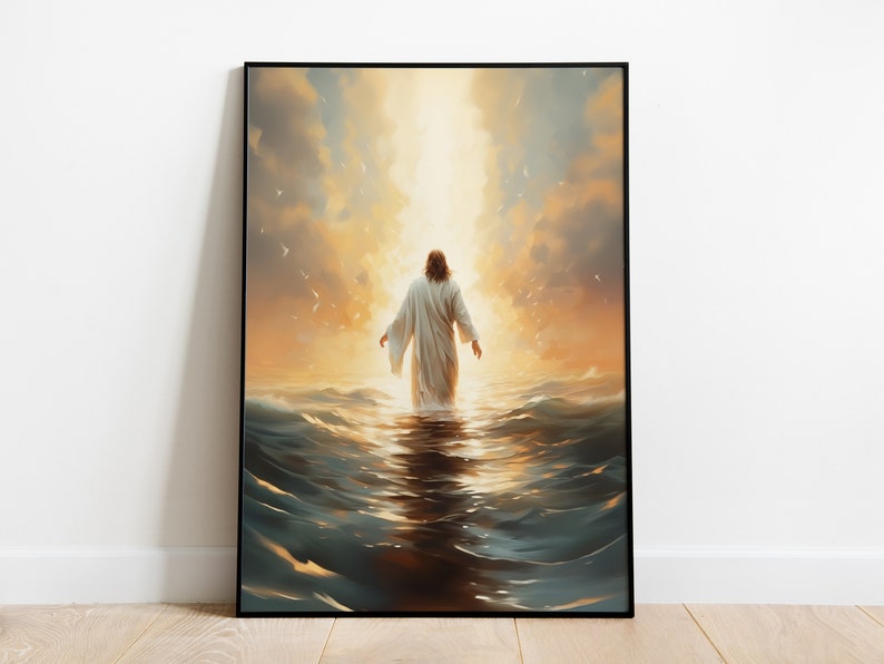 Calm Above Chaos, Jesus Walks on Water Print, Christian Artwork