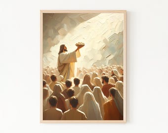 From Few to Full, Jesus Feeds the 5000 Wall Art, Feeding the 5000, 5 Loaves of Bread 2 Fish, Modern Christian Faith Art, Bible Art Print LDS