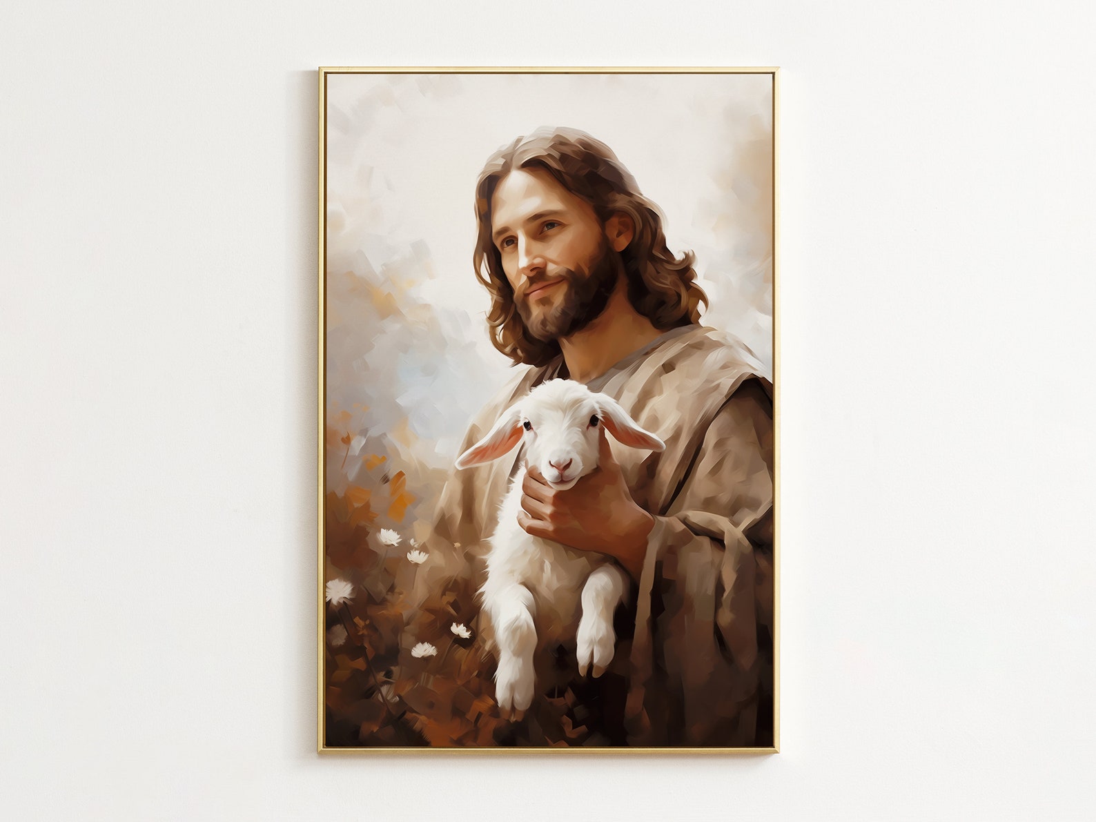 Jesus and Lamb Print, Christian Wall Art, Religious Wall Art, Jesus Picture, Lamb of God, Jesus ...