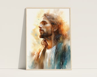 Jesus Christ Print, Jesus Painting, Bible Art, Christian Wall Art, Church Decor, Jesus Poster, Jesus Wall Art, Jesus Printable, Modern Art
