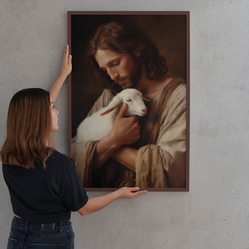 Jesus Holding Lamb Print, Christ Saves Lamb, Jesus and Lamb Art, Jesus ...