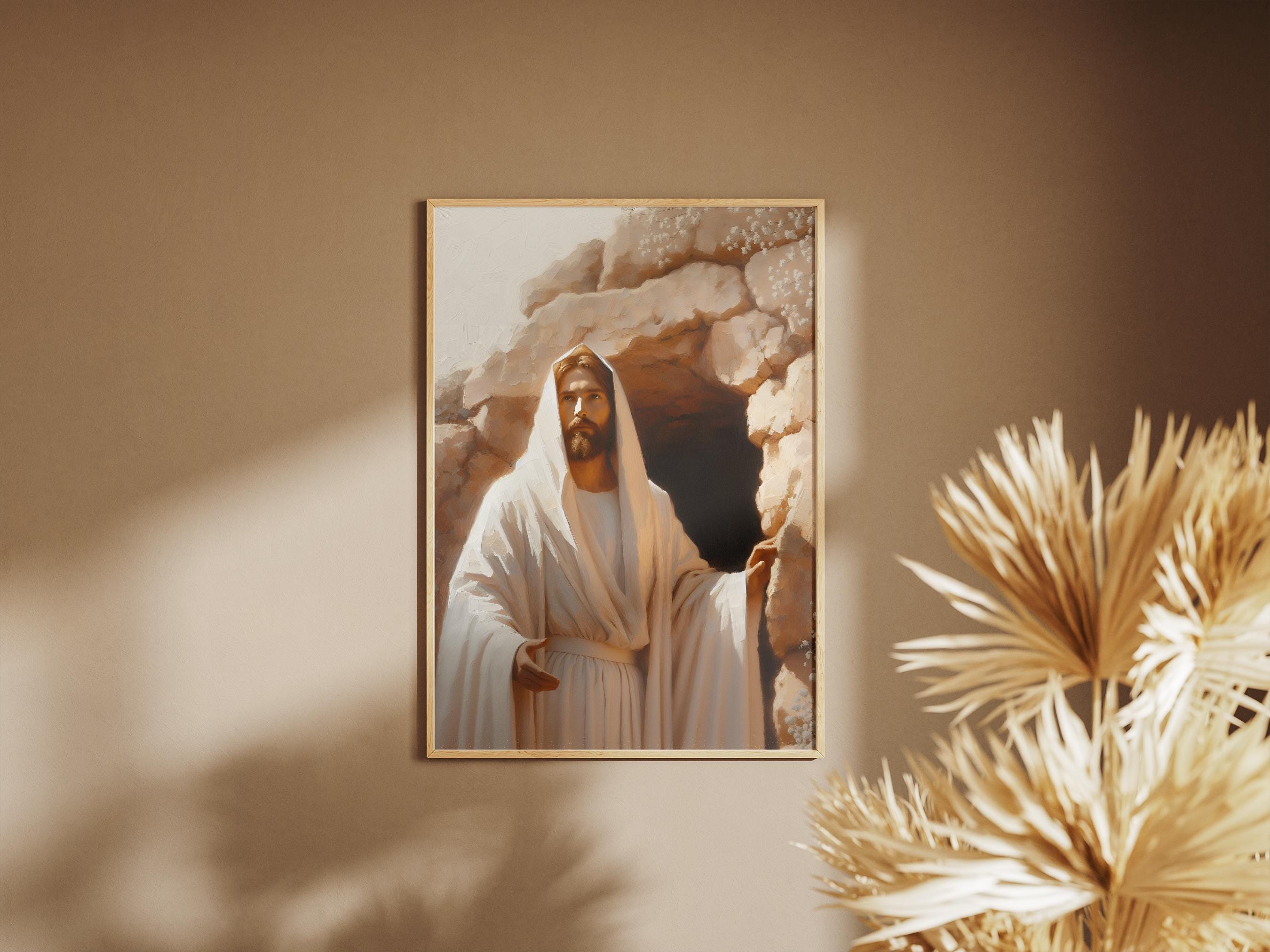 He is Risen Printable, Jesus Resurrection Wall Art, Easter Digital Art ...