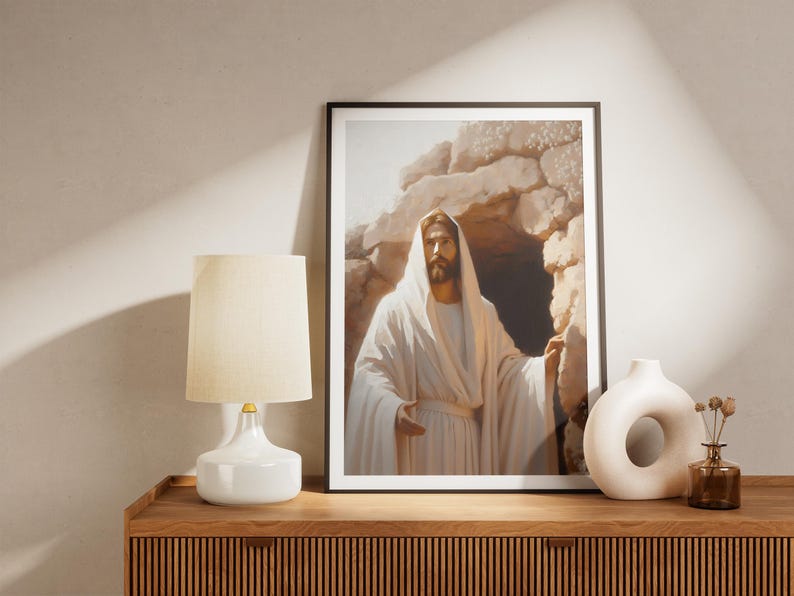 He is Risen Printable, Jesus Resurrection Wall Art, Easter Digital Art ...