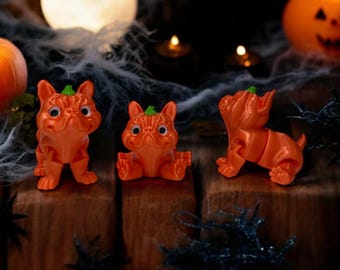 Pumpkin Paws: un simpático bulldog francés impreso en 3D con una espeluznante cabeza de calabaza: tu compañero perfecto para Halloween