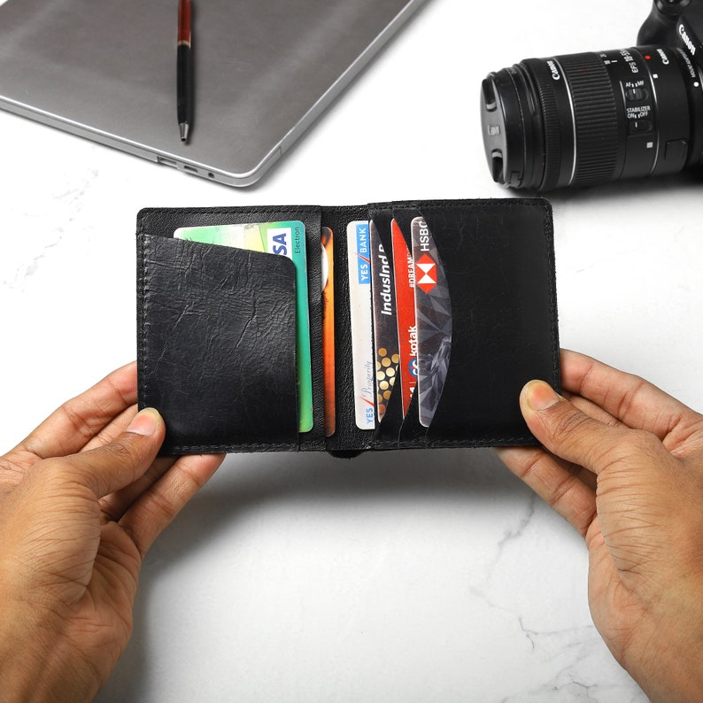 Top Quality Leather Mini Wallet for Men&Women, Genuine Leather Small Wallet,Slim wallet, Mens Wallet, Father's day gift, Personalised Wallet image 5