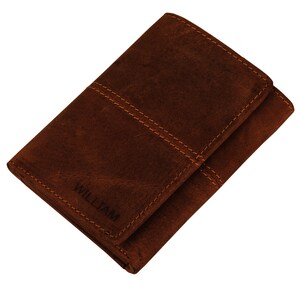 Cartera de cuero triple personalizada para hombres Cartera de cuero real con bloqueo RFID Regalo perfecto para el regalo de aniversario del marido para los hombres
