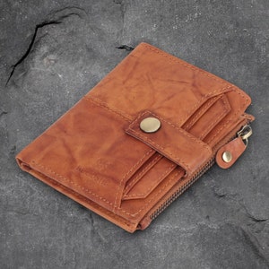 Cartera de cuero auténtico 100% de alta calidad, cartera hecha a mano con protección RFID para hombre, cartera Unisex de diseño especial, cartera personalizada para papá