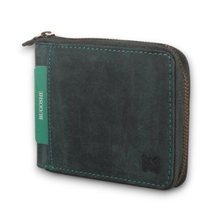 Cartera de cuero hecha a mano - Cartera con cremallera para hombres - Cartera para hombres RFID - Regalo perfecto para papá - Aniversario, cumpleaños, regalo del día del padre - cuero