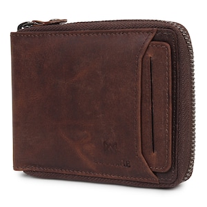 Cartera con cremallera y tarjetas, Cartera con cremallera para hombre / Cartera con bloqueo RFID para hombre / Cartera de cuero RFID hecha a mano / Regalo perfecto para papá / Regalo para él