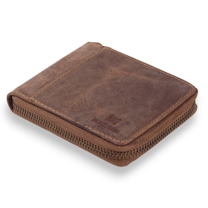 Cartera de cuero personalizada para hombre - Cartera de cuero personalizada para hombre - Regalo para él papá - Cartera de cuero con cremallera hecha a mano para hombre - Hágame un pedido