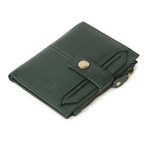 Cartera de cuero real hecha a mano, billetera con cremallera protegida RFID para hombres, regalo del día del padre, billetera unisex de diseño especial, billetera para papá